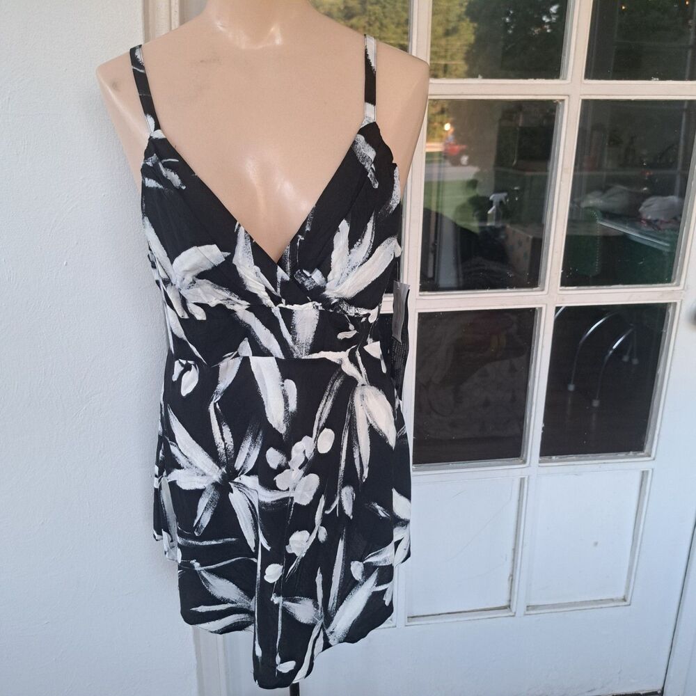 NEW Jams World Womens Connie Cami Hailey Tank Top Black White Babydoll Shirt $87